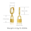 Golden padlock hoop earrings set with minimalist mirror finish and precise dimensions - Padlock