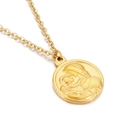 Collana vintage in acciaio inossidabile dorato con ciondolo rotondo madre e figlio - Stile Dorato (KN226372-Z)