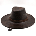 Dark brown western cowboy hat with maple leaf embossing and adjustable chin strap - M(56-58cm) / Coffee (JXS-524325)