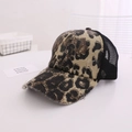 Cappellino da baseball leopardato con rete nera traspirante per coda di cavallo - Leopardato Grande Nero