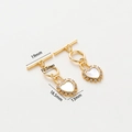 Detail of 14k gold plated heart toggle clasp with dimensions 19mm and 18.5mm - 18K White Shell Heart OT Clasp - 2Pcs/Pack