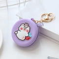 Purple round silicone coin purse with cute cartoon bear and strawberry 3D pattern - Strawberry Bear