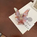 Elegante molletta per capelli a farfalla con trama marmorizzata viola e molla d'oro - Viola Aurora