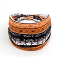 Ethnic style knotted headband with orange fish print and tribal geometric patterns - Style 16