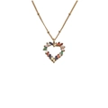 Gold-plated heart necklace with vibrant multicolor baguette-cut cubic zirconia gemstones - Hollow Heart With Colorful Gems