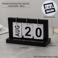 Minimalist black wooden flip calendar with white date cards for desk decor - DIY Assembly-Black