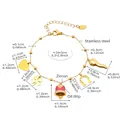 Detailed size chart for 18k gold plated enamel heart and bell charm bracelet jewelry - Gold Red Bell Bracelet (TXE287)