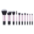 Tragbares 10-teiliges Make-up-Pinsel-Set mit rosa Metallgriffen und zweifarbigen Borsten - 10-Teilige Schwarze Griff + OPP Tasche
