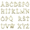 26-piece set of golden A-Z alphabet alloy charms with rings for DIY jewelry making - KC Gold Plated Color Retention Alphabet Set