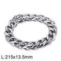 Snake scale textured stainless steel men's bracelet with vintage totem clasp, 215mm length - 215mm*13.5mm