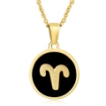 Collier signe du zodiaque Bélier en acier inoxydable plaqué or 18K avec pendentif - Bélier (Avec Chaîne)
