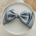Elegant silver grey satin double-layered bow hair clip for girls and women - Blue
