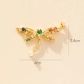 Exquisite gold dragonfly pendant with colorful zircon wings and a pearl, size 4x2.4cm - Style E