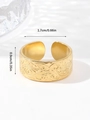 Golden open titanium steel ring with engraved eye texture and adjustable inner diameter - Adjustable Open / Gold Engraved Scroll Pattern (W090-1)