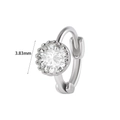 Silver round hoop earring with 3.83mm clear cubic zirconia in a prong setting - #8 Round Zircon Style