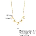 Golden stainless steel crab pendant necklace with five marine elements and adjustable chain - Crab Necklace / Gold