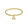 Detailed close-up of 18k gold plated brass beads with a polished heart alphabet charm - Letter A