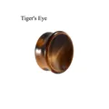 Double flared tiger eye stone ear plug tunnel with polished natural gemstone finish - Tiger's Eye