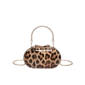 Elegante Handtasche mit Leopardenmuster, Metallgriff und goldenem Schleifenverschluss - Gelb