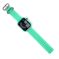 Detail of square mint green LED electronic sports watch with soft silicone strap - Mint Green
