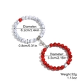 Magnetic heart couple bracelet set with white marble and red beads for lovers - White and Red Turquoise Magnetic Bracelet Set
