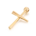 Colgante de cruz de acero inoxidable dorado con bates de béisbol cruzados y una pelota - Combinación de Cruz y Béisbol / Solo Colgante Dorado (Sin Cadena)