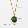 Detailed view of green gemstone necklace with dimensions 1.9x1.3cm and 40+5cm chain - Oval African Jade