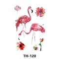 Waterproof temporary tattoo sheet TH-120 featuring pink flamingos and watercolor flowers - Th-120 / 210*148mm