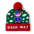Christmas LED knitted beanie with reindeer pattern and colorful glowing lights - Little Cute Christmas Hat