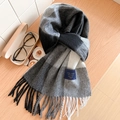 Écharpe classique en laine à carreaux gris noir et blanc avec franges sur bois - Standard Anglais-46# Noir Blanc