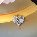 Silver broken heart pendant with clear rhinestones for DIY jewelry, 17mm x 17mm size - 128 Silver