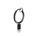 Minimalist black stainless steel hoop earring with hanging spring pendant charm - Black Spring Ear Clip