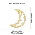 Golden moon-shaped copper earrings with inlaid clear diamonds on a white background - White Zirconia Moon Style (XL-302-B) / Pendant
