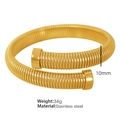 Gold vertical stripe adjustable stainless steel bangle with 10mm width and 34g weight - Gold Color 10MM