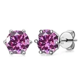 Classic S925 sterling silver 1ct pink purple moissanite stud earrings with six-prong setting - Pink (1CT*2)
