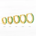 Size comparison of gold hoop earrings with green zircon from 5mm to 9mm diameter - 6mm / Gold/Green Zirconia