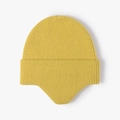 Bonnet en tricot côtelé jaune moutarde avec protège-oreilles pour l'hiver froid - Taille unique / Jaune gingembre (22B033)