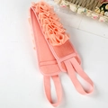 Pink orange exfoliating back scrubber with dual-sided mesh and soft towel texture - Long Strip Style / Pink