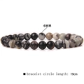 Natural 6mm map stone beads elastic bracelet with grey and white marble texture - Black White Grey Mix (FD6816) / 6mm/19cm
