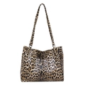 Stylische große Totebag mit Leopardenmuster, Kunstleder und schmalen Schultergurten - Braun
