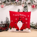 Funda de cojín navideña con gnomo, diseño de cuadros rojos y bordado Merry Christmas - Rojo - Gnomo Único