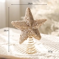 Champagne gold glitter star tree topper with spring base, size 14cm by 18cm decoration - Gold Beaded Star