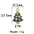 Christmas tree charm with green enamel and white rhinestones, size 15.5mm by 23.3mm - 27#Christmas Tree 1