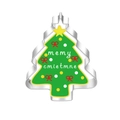 Close-up of a stainless steel Christmas tree cookie cutter with festive green and red design - Christmas Tree 7113