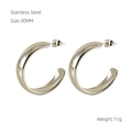 Pendientes de aro minimalistas de acero inoxidable plateado 30mm pulidos para mujer - Color Acero