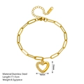 Bracelet coeur ajustable en acier inoxydable doré avec zircons brillants et boîte cadeau - Bracelet Coeur à Demi Zircone (N304)
