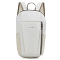 Lightweight cream white canvas backpack with brown accents and side mesh pockets - Small / Off-White (8106)