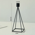 Modern black geometric metal candle holder with minimalist four-sided pyramid frame - Large Version / Black