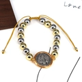 Verstelbare religieuze Sint-Benedictus kralenarmband met goud en zilver metalen kralen - Gemengde Metaalkleuren