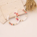 Detail of colorful Bohemian hoop earrings with Heishi beads and pearls on stone decor - 8# Mixed Multicolor